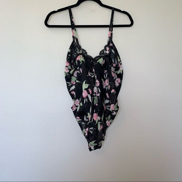 Vintage Eve Stillman Sheer Lace Floral Stripe Print Bodysuit - Picture 9 of 10